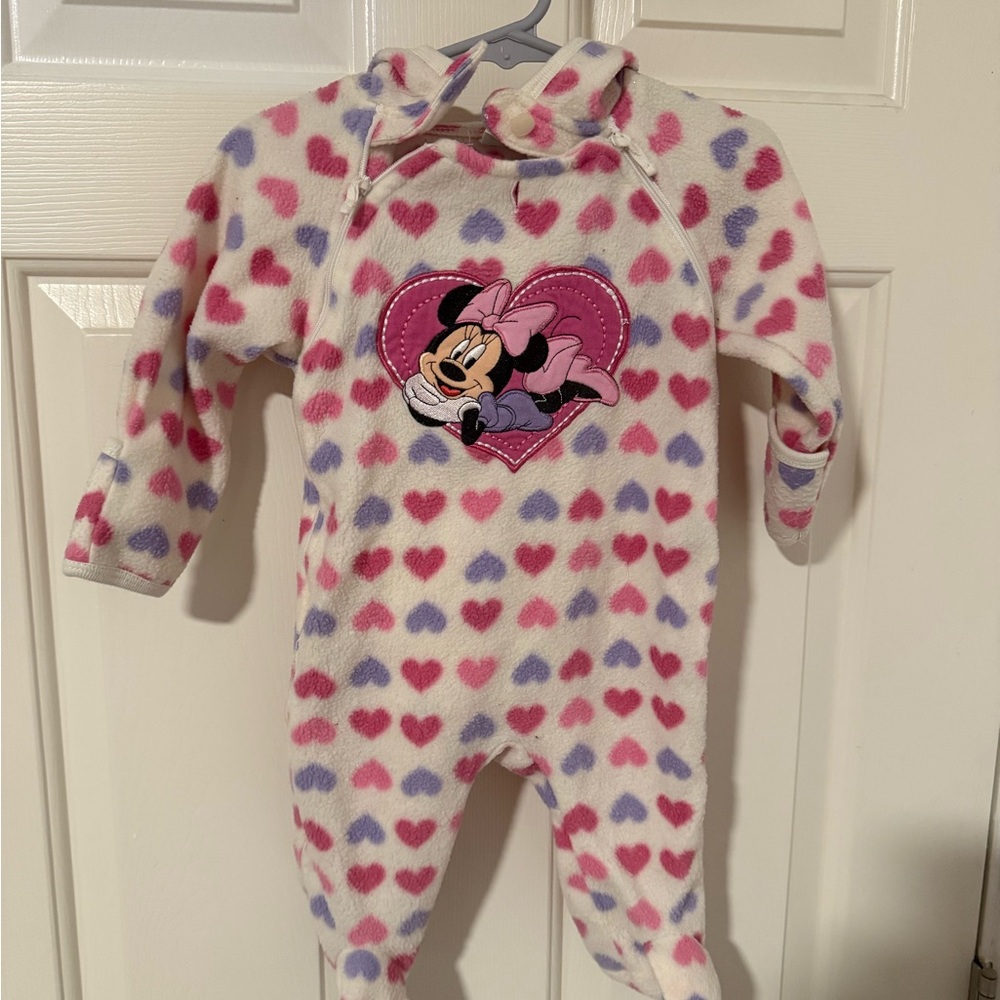 Vintage Disney Minnie Mouse Heart Patterned Footie